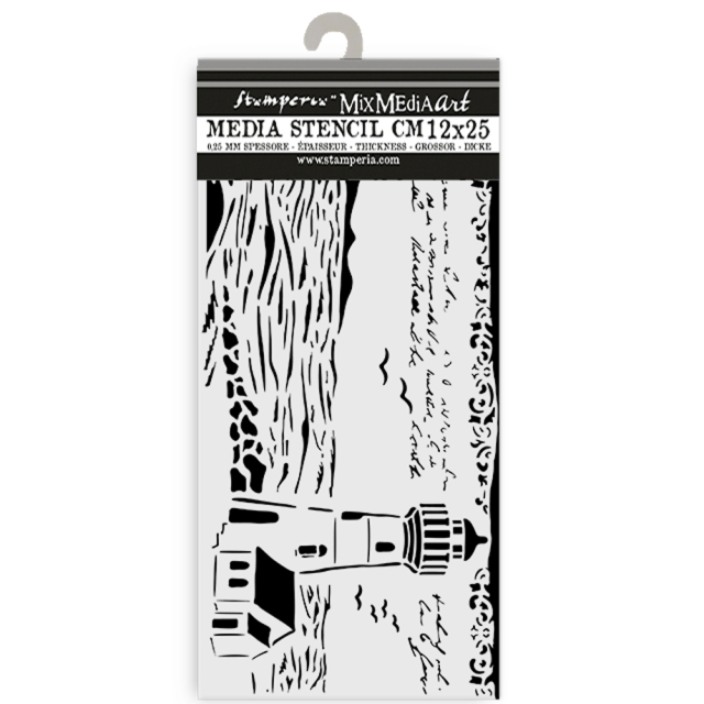 Stamperia Thick Stencil Schablone 12 x 25 cm Silent Sea Lighthouse