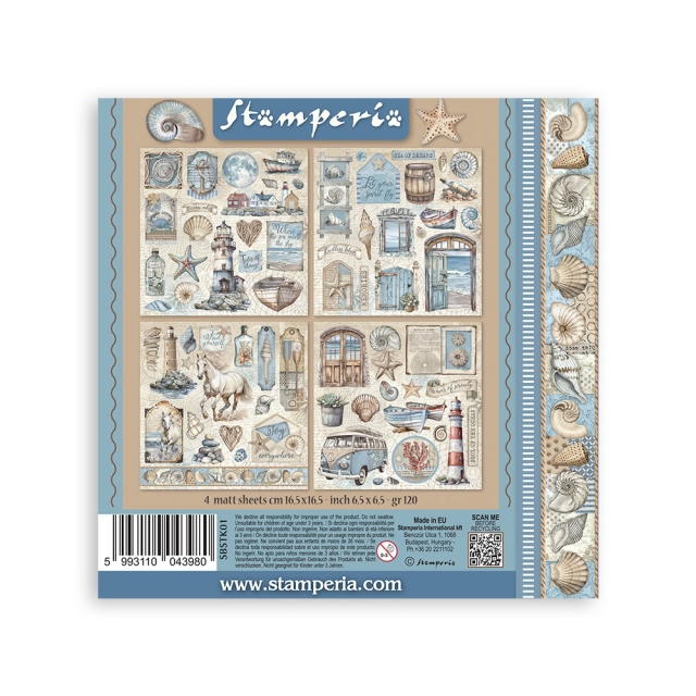 Stamperia Sticker 165 mm x 165 4 Sheets Silent Sea