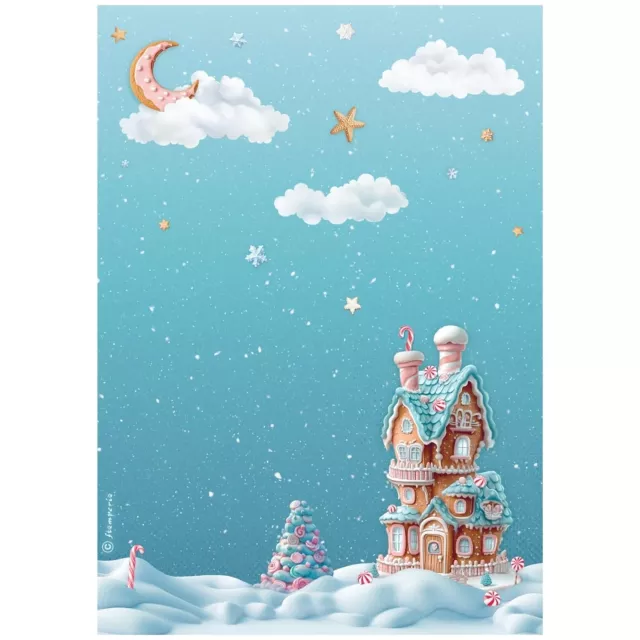 Stamperia A4 Reispapier Rice Paper Candy Christmas Marzipan House