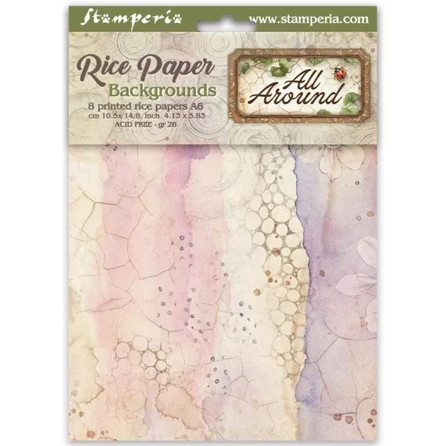Stamperia A6 Rice Paper Backgrounds Selection All Around