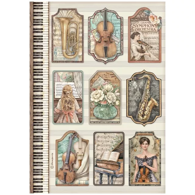 Stamperia Printed 6 Rice Paper A4 Selection for Art and Craft Reis Papier Symphony