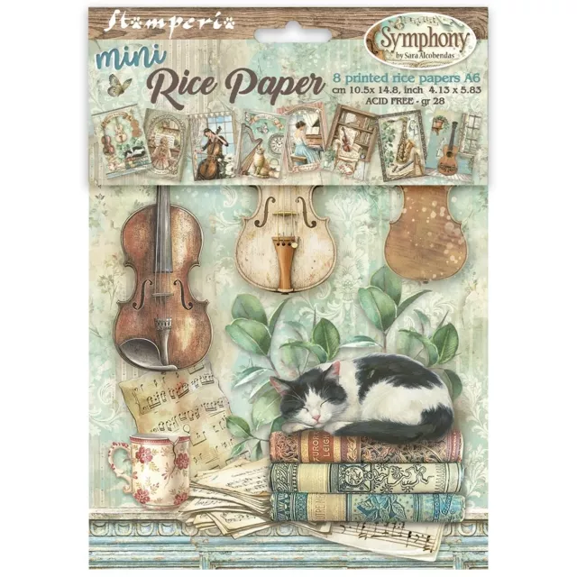 Stamperia Printed Mini Rice Paper A6 Reispapier for Art and Craft Symphony