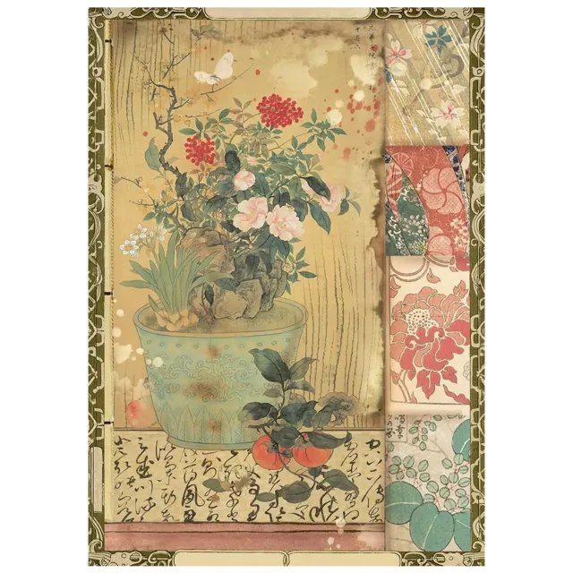 Stamperia Printed Mini Rice Paper A6 Reispapier for Art and Craft Oriental Garden