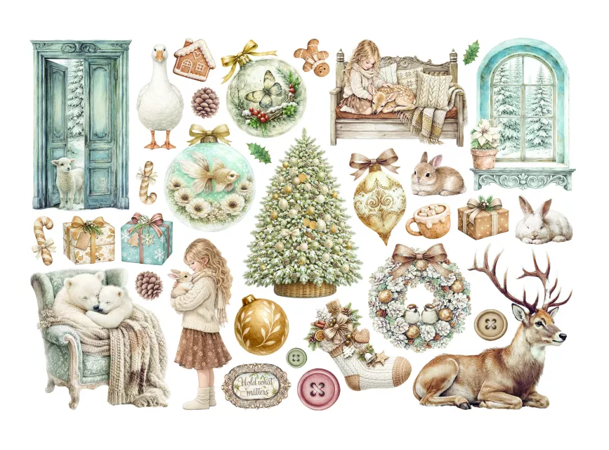 Stamperia Printed Decorative Ephemera for Art and Craft White Christmas