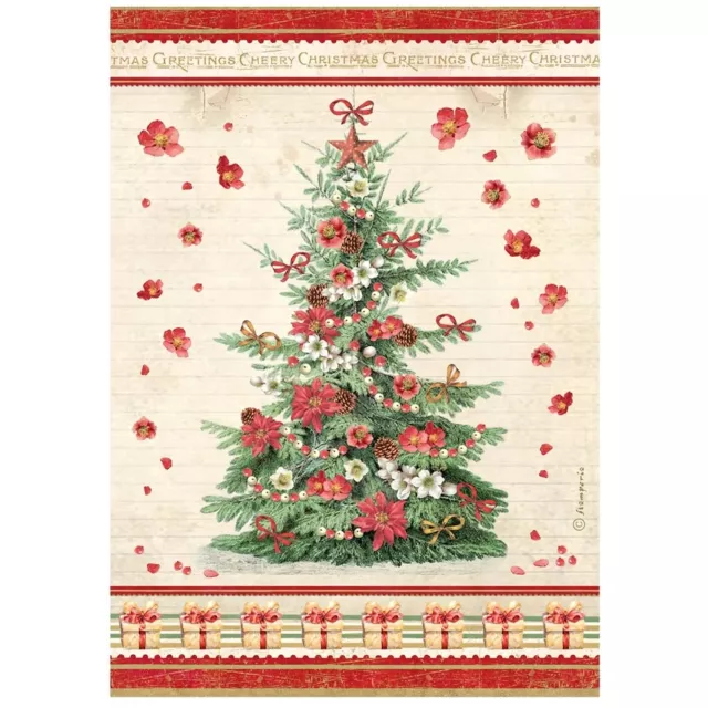 Stamperia Printed A4 Rice Paper for Art and Craft Reispapier Classic Christmas Tree