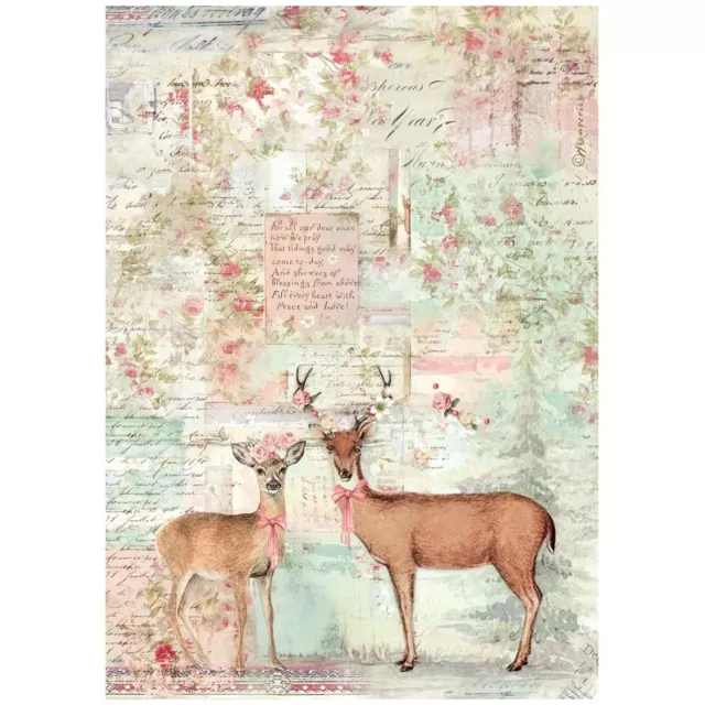 Stamperia Printed A4 Rice Paper for Art and Craft Reispapier Winter Magic Deer