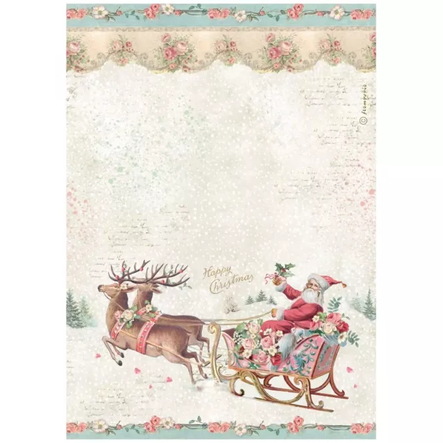 Stamperia Printed A4 Rice Paper for Art and Craft Reispapier Winter Magic Santa Claus