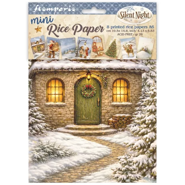 Stamperia Printed Mini Rice Paper A6, 8 Sheets for Art and Craft Silent Night
