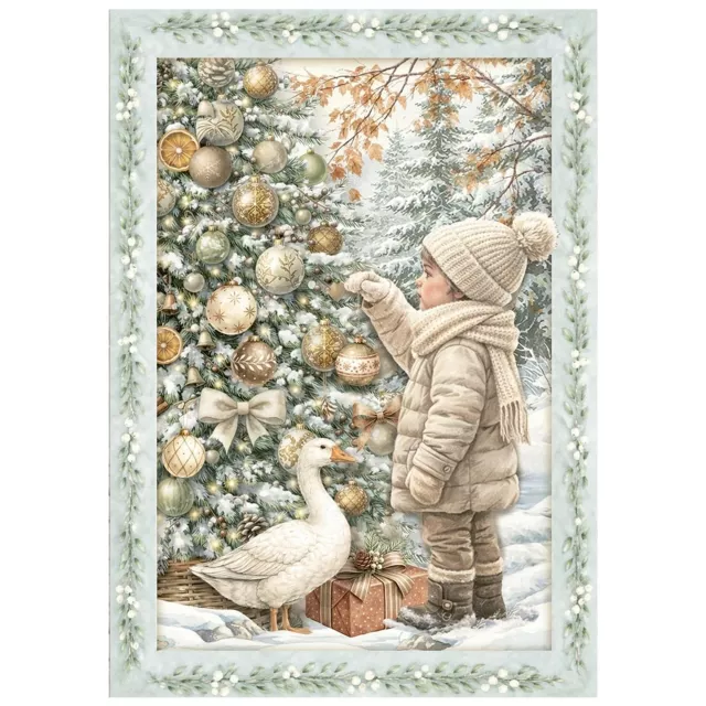 Stamperia Mini Rice Paper A6, 8 Sheets for Art and Craft Reispapier White Christmas