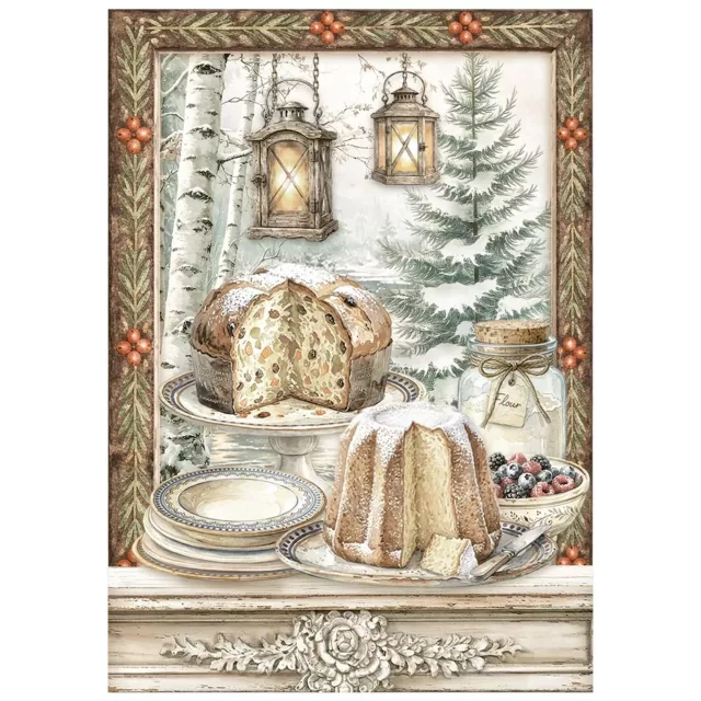 Stamperia Mini Rice Paper A6, 8 Sheets for Art and Craft Reispapier White Christmas