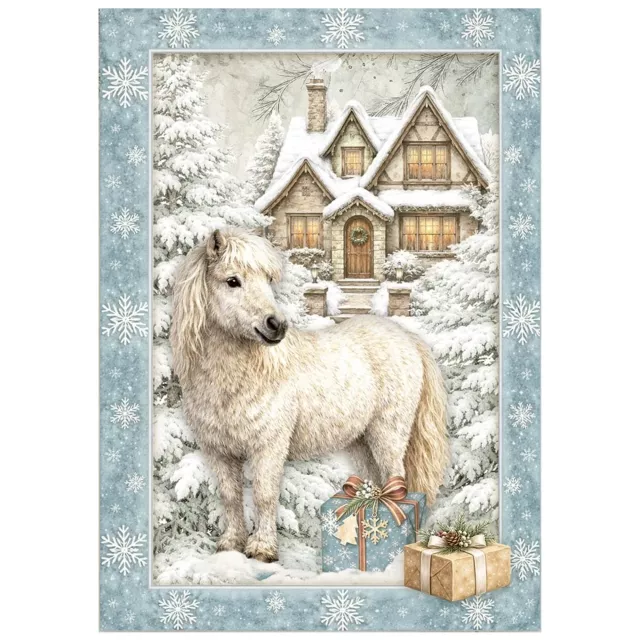 Stamperia Mini Rice Paper A6, 8 Sheets for Art and Craft Reispapier White Christmas