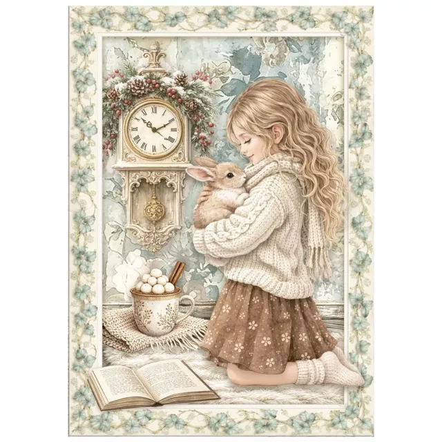 Stamperia Mini Rice Paper A6, 8 Sheets for Art and Craft Reispapier White Christmas