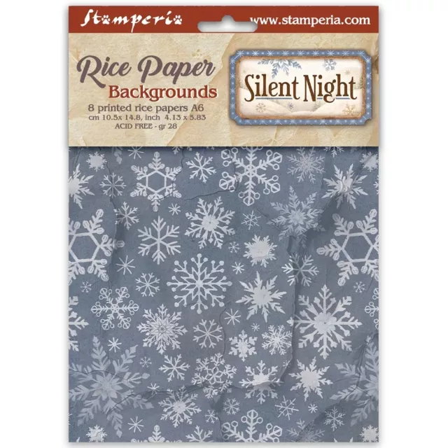 Stamperia Printed 8 Rice Paper A6 Background Selection for Art and Craft Silent Night