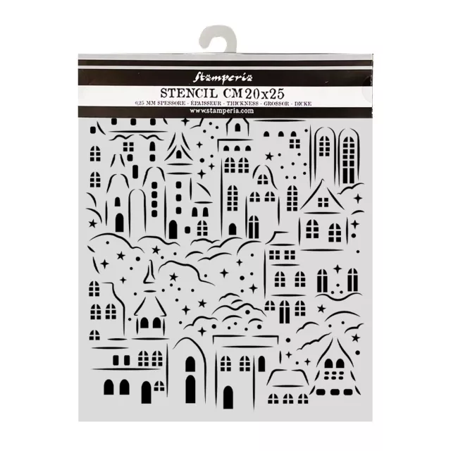 Stamperia Cut Laser Stencil for Art and Craft 20 x 25 cm Christmas Village