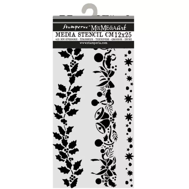 Stamperia Cut Laser Stencil for Art and Craft 12 x 25 cm Christmas Borders