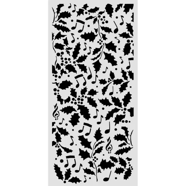 Stamperia Cut Laser Stencil for Art and Craft 12 x 25 cm Christmas Holly and Leaves
