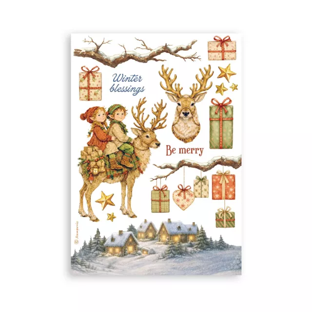 Stamperia Printed Washi Pad for Art and Craft A5 8 Sheets Silent Night