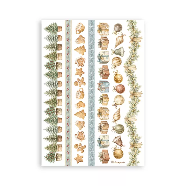 Stamperia Printed Washi Pad for Art and Craft A5 8 Sheets White Christmas