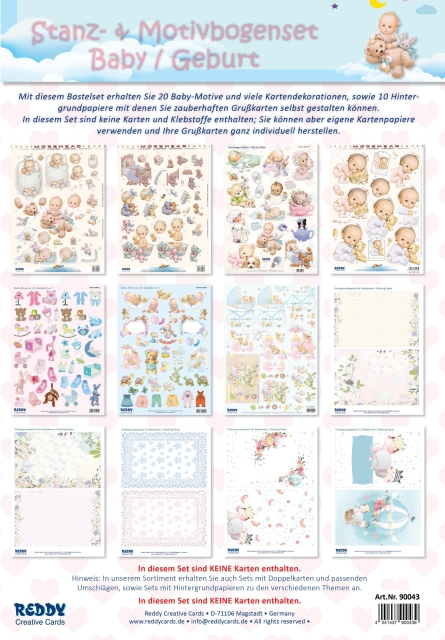 Reddy Cards Stanzbogenset Geburt / Baby