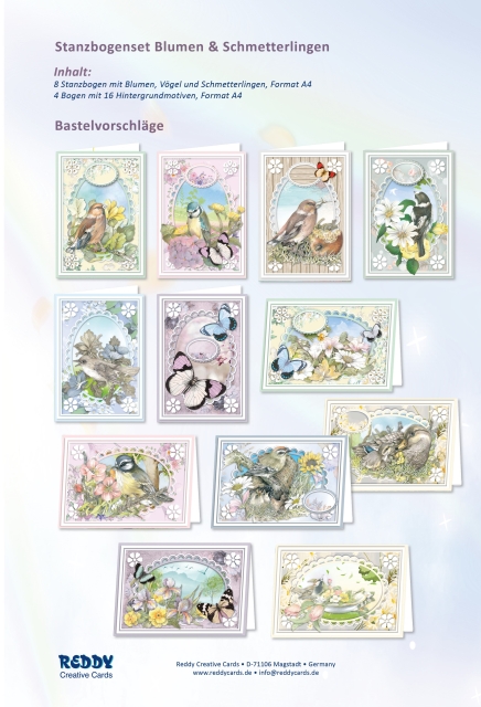 Reddy Cards Stanzbogenset Blumen & Schmetterlinge