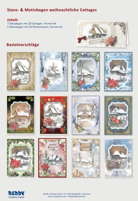 Reddy Cards Stanzbogenset Cottages Weihnachten