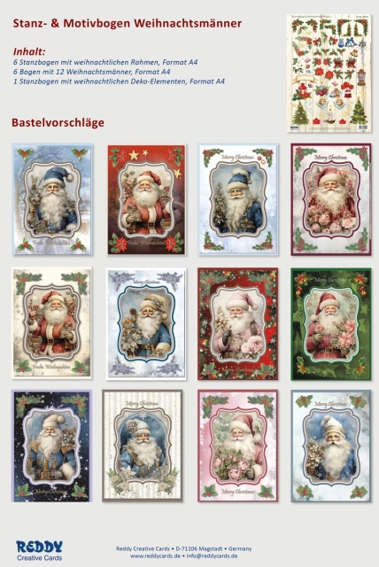 Reddy Cards Stanz- und Motivbogenset Weihnachtsmänner