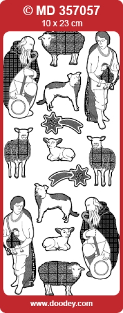 MD Sticker transparent silber Nativity Scene Shepperds and Sheep