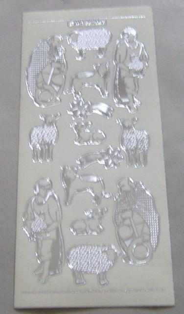 MD Sticker transparent silber Nativity Scene Shepperds and Sheep
