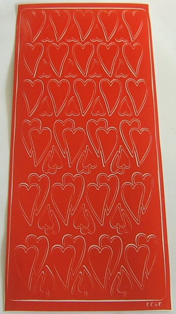 Stickerbogen 10 x 23 cm Design Sticker Herzen rot