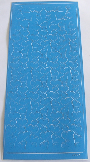 Stickerbogen 10 x 23 cm Design Sticker Herzen blau