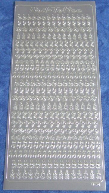 Stickerbogen 10 x 23 cm Nail-Tattoo silber