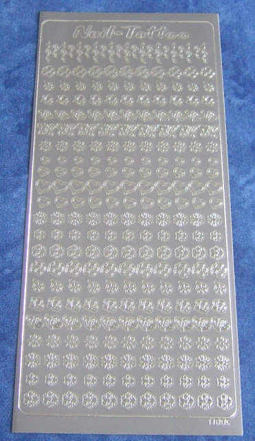 Stickerbogen 10 x 23 cm Nail-Tattoo silber