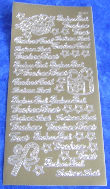 Stickerbogen 10 x 23 cm Frohes Fest gold