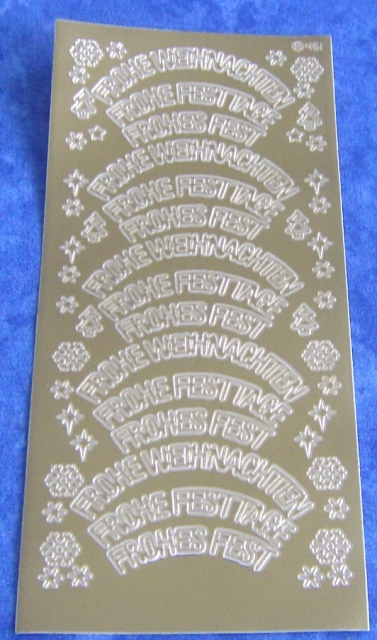 Stickerbogen 10 x 23 cm Weihnachtswünsche gold