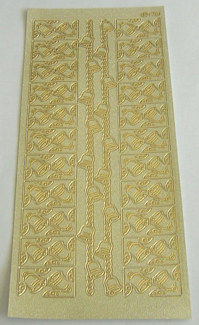 Stickerbogen 10 x 23 cm Glocken gold