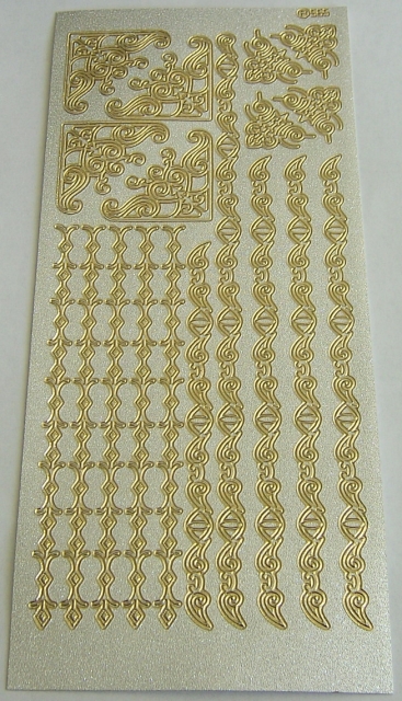 Stickerbogen 10 x 23 cm Bordüren gold
