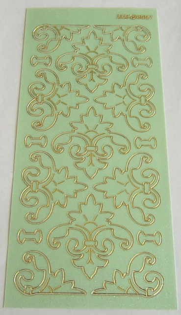 Stickerbogen 10 x 23 cm Ornamente gold und grün