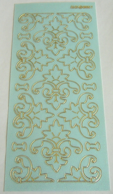 Stickerbogen 10 x 23 cm Ornamente gold und türkis