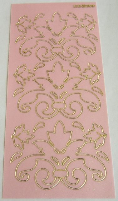 Stickerbogen 10 x 23 cm Ornamente gold und rosé