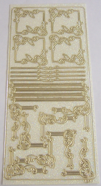 Stickerbogen 10 x 23 cm Bordüren gold