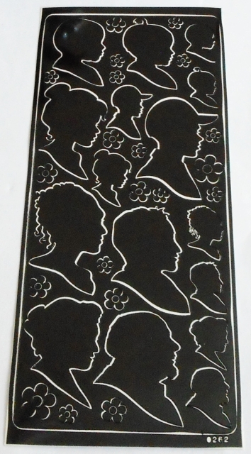 Stickerbogen 10 x 23 cm Silhouetten schwarz