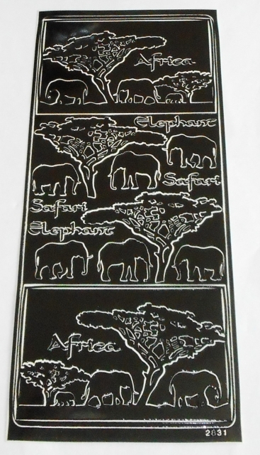 Stickerbogen 10 x 23 cm Elefanten schwarz