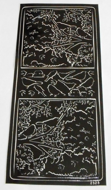 Stickerbogen 10 x 23 cm Vögel schwarz