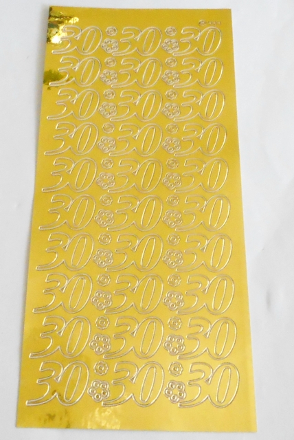 Stickerbogen 10 x 23 cm Zahlen 30