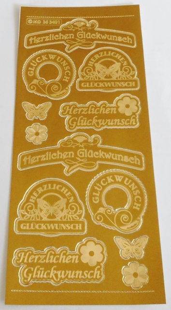 Stickerbogen 10 x 23 cm Herzlichen Glückwunsch