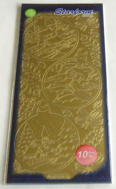 Stickerbogen 10 x 23 cm Winterlandschaft in Kugel gold