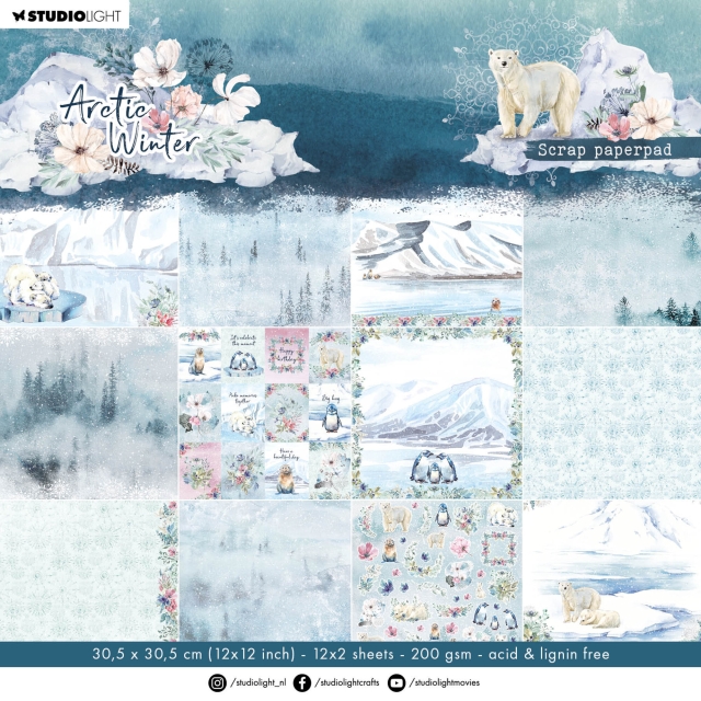 Studiolight 12 x 12 Inch Scrap Paper Pad Arctic Winter