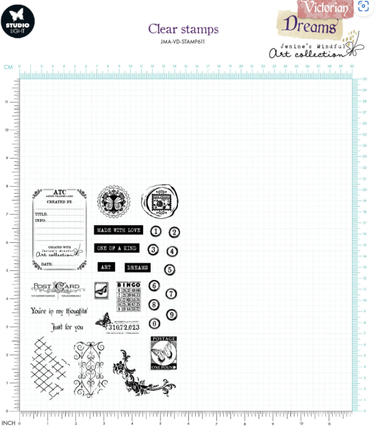 Studiolight Clear Stamps Victorian Dreams ATC Embellishments