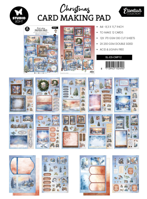 Studio Light Dreamy Christmas  A4  Christmas Essentials Card Making Pad