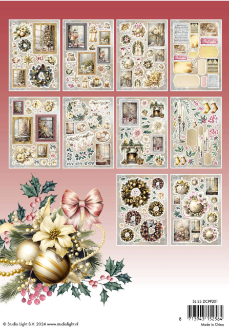 Studio Light Romantic Christmas A5 Christmas Essentials Die-Cut Designer Paper Pad
